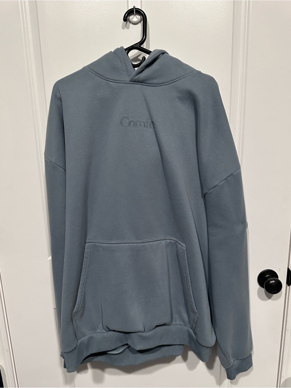Comfort Embossed Slate Blue Pullover Hoodie